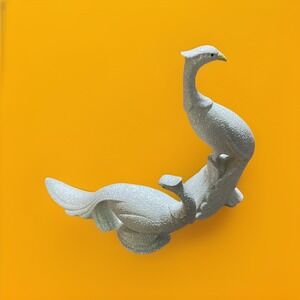 Vtg MCM Ceramic Pheasant Peacock Spatterware‎ Figurines Set of 2